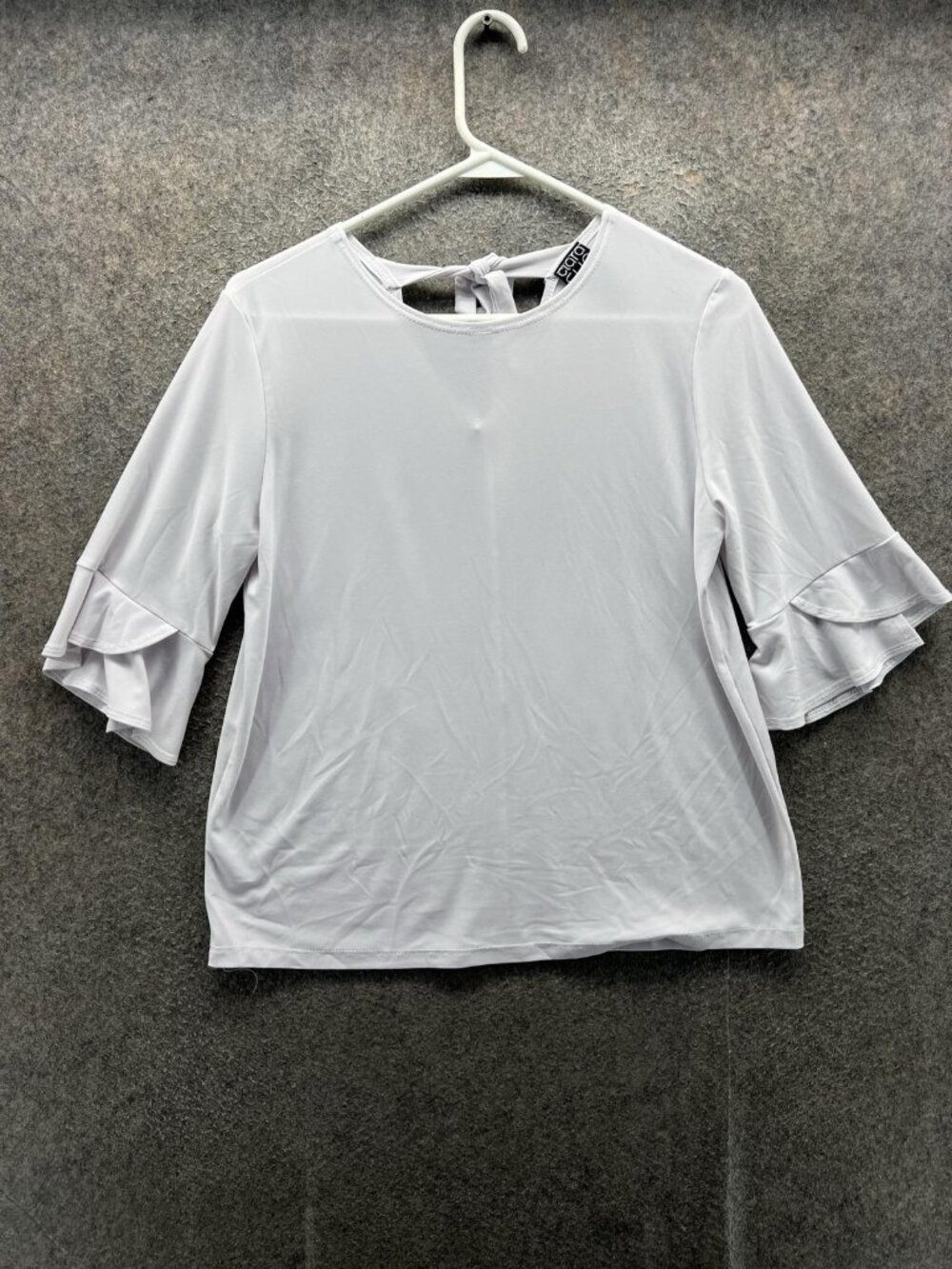 Clara Sunwoo Blouse Women Small White Ruffle Bell Sleeve Jersey Pullover Top